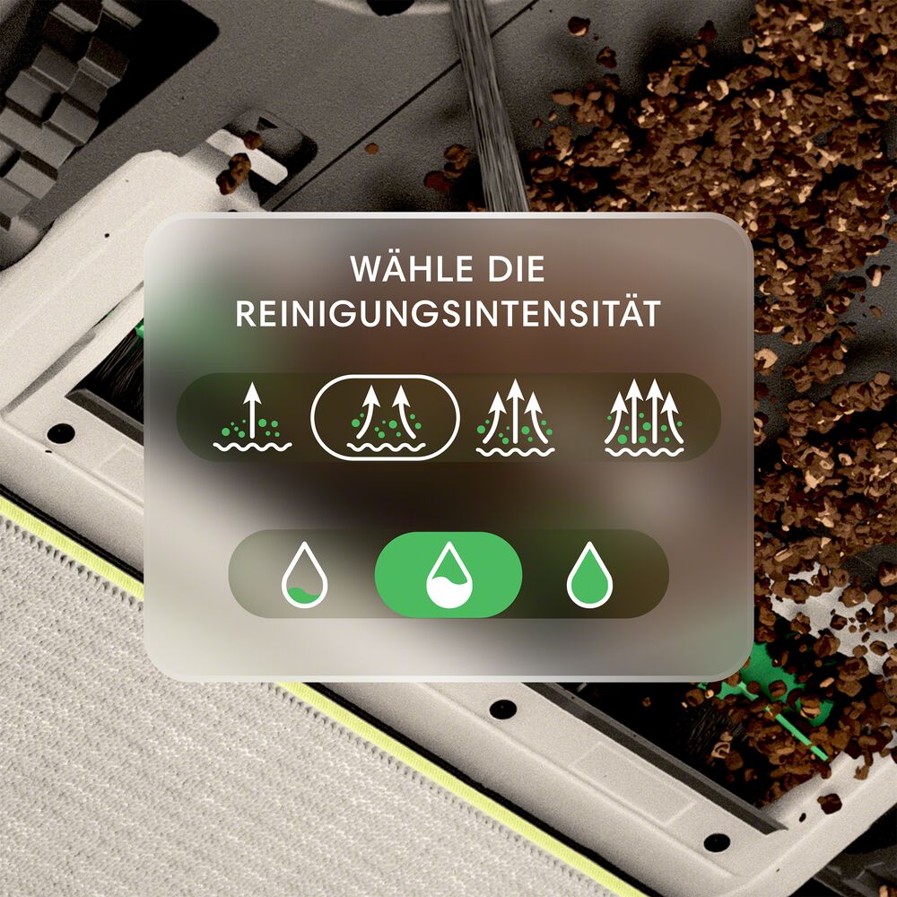 4 Saugleistungsstufen 3 Fl&uuml;ssigkeitseinstellungen